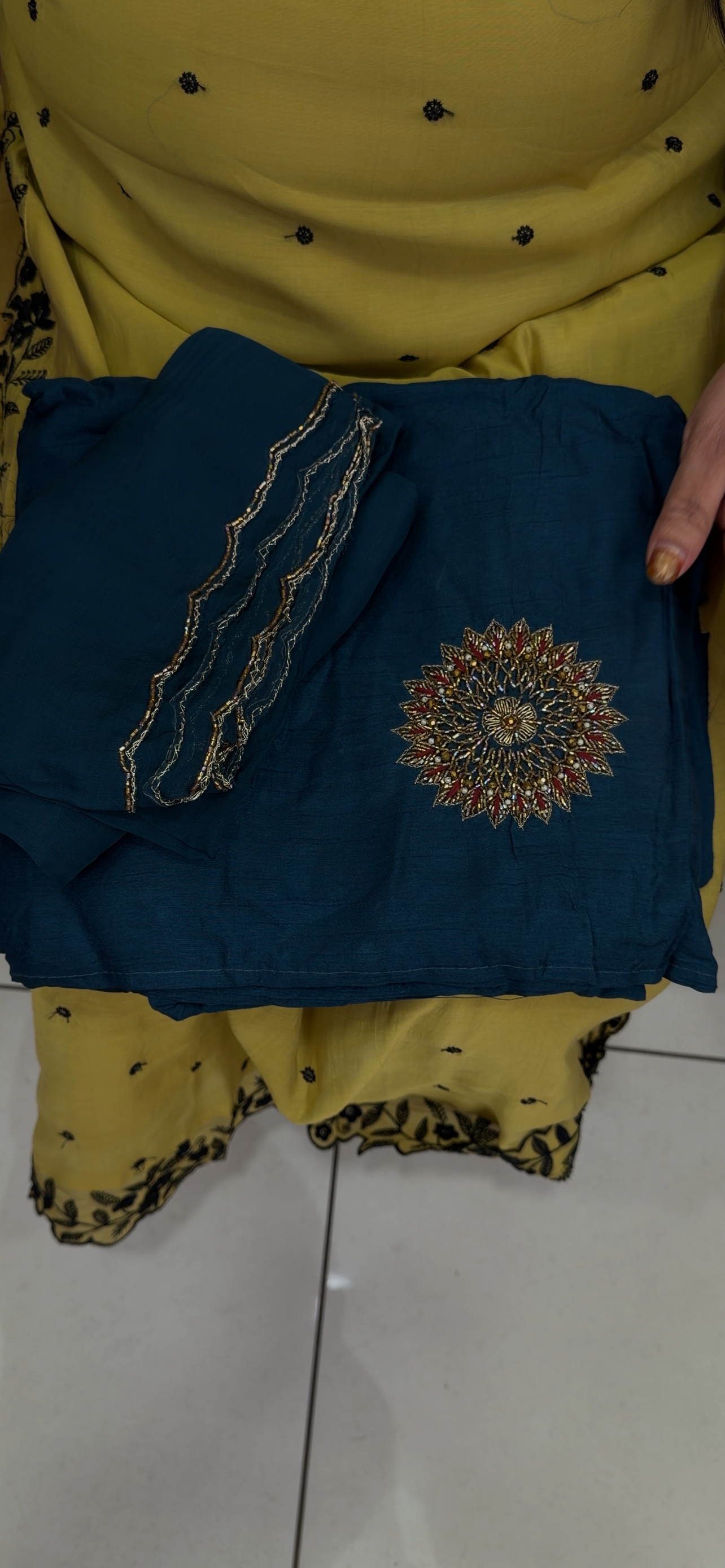 HANDWORKED UNSTITCHED SALWAR SUITS - IHA 33554
