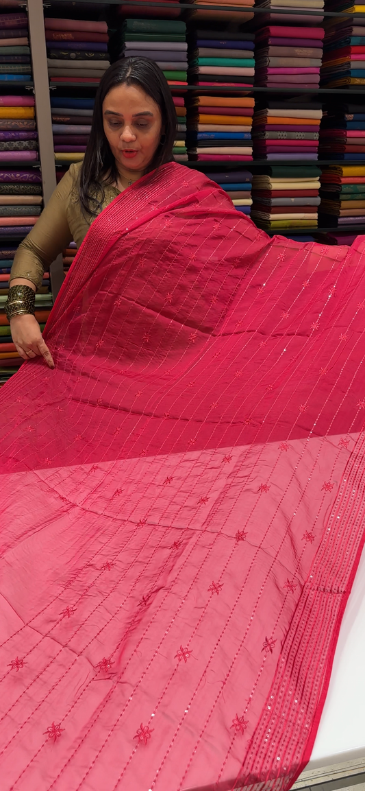 NYLON ORGANZA SAREES - IHA 31717