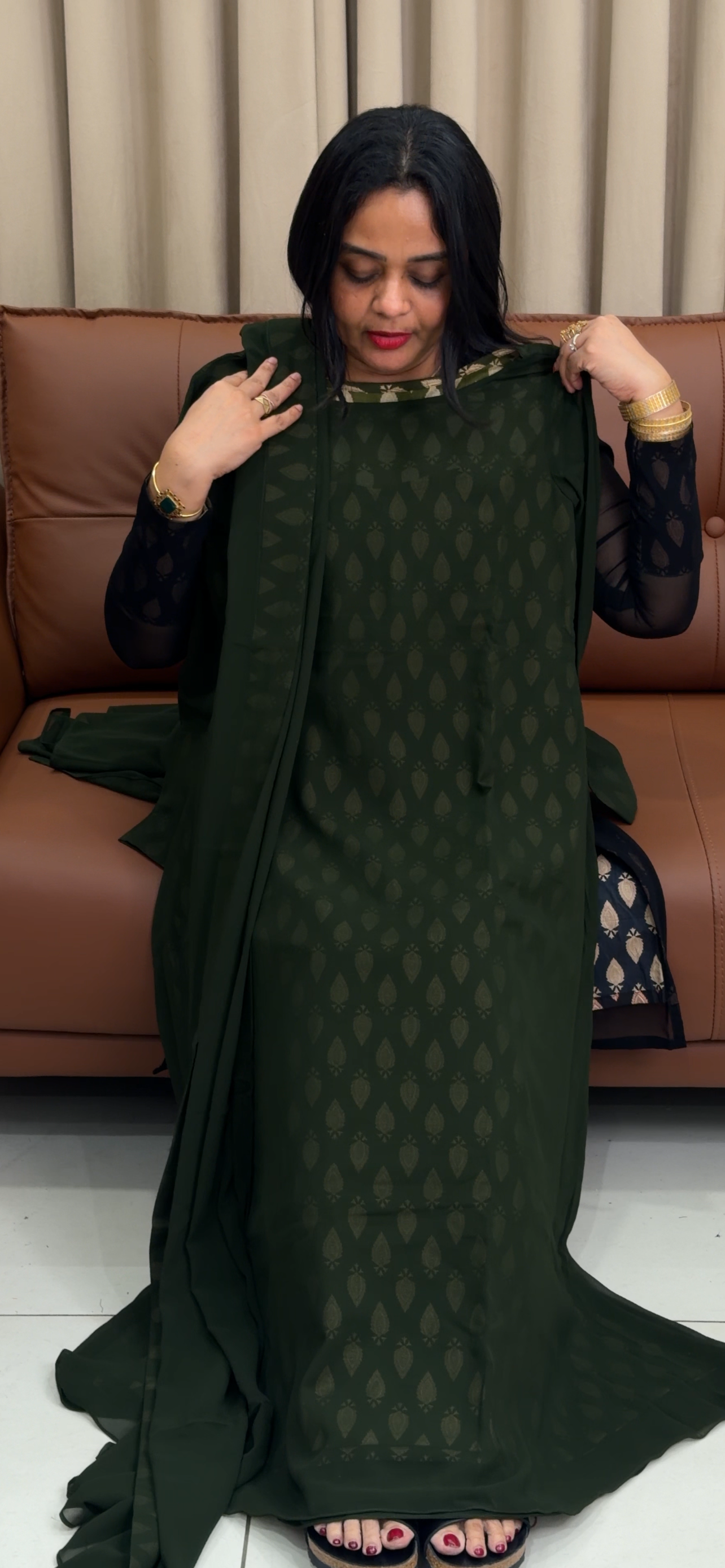 IHA'S IN-HOUSE GEORGETTE SLITTED TOP AND DUPATTA - IHA 34031