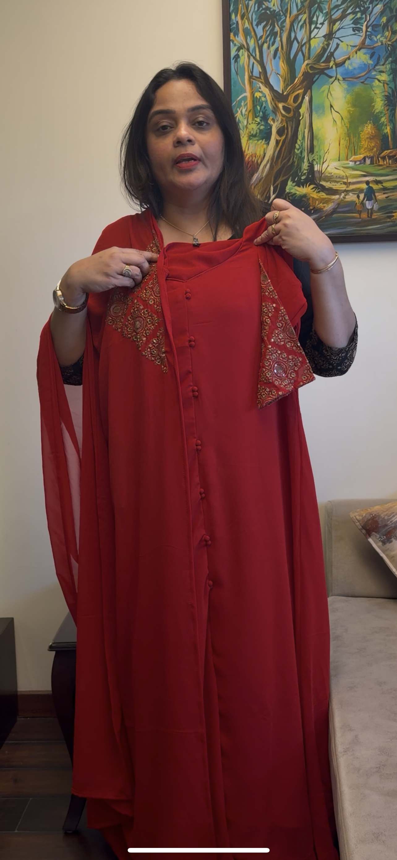 DESIGNER LONG ALINE TOP AND DUPATTA - IHA 29374