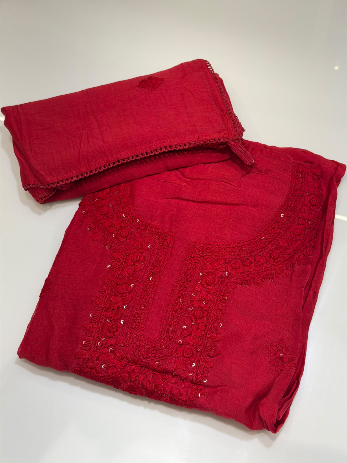 CHIKANKARI UNSTITCHED SALWAR SUIST - IHA 35968