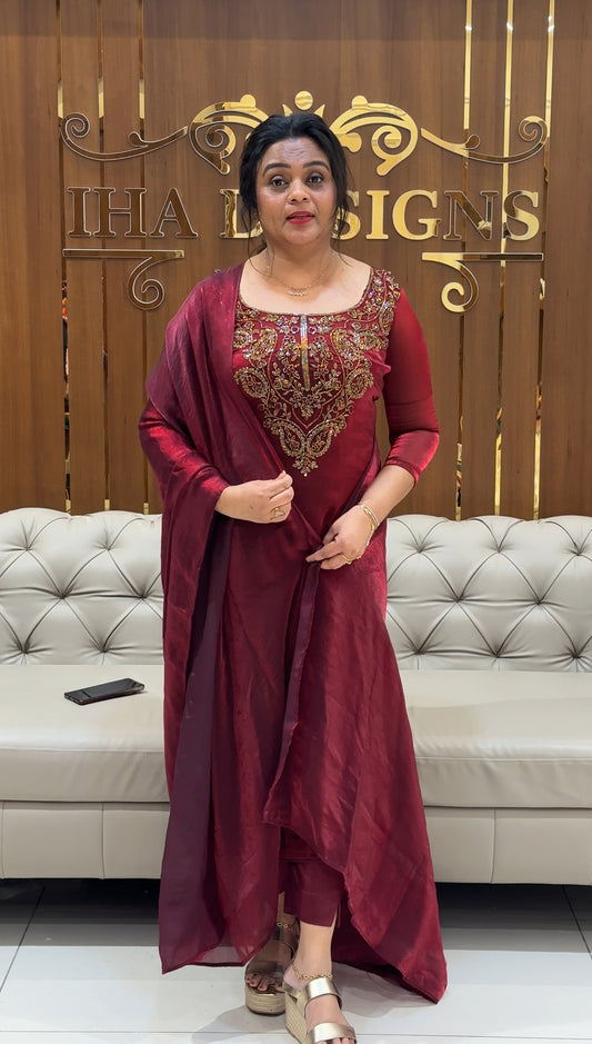 IHA'S IN-HOUSE HAND WORKED UNSTITCHED SALWAR SUITS - IHA 24982