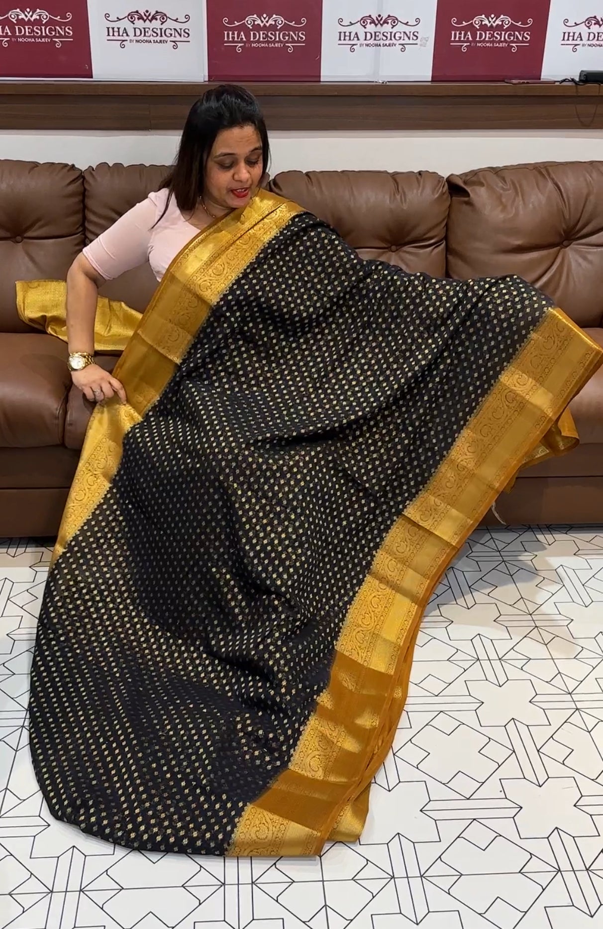 GEORGETTE BANARASI  SAREE - IHA 14648