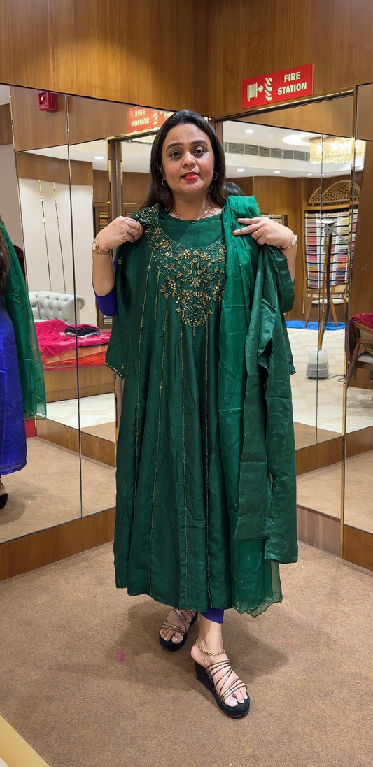 HAND WORKED ANARKALI TOP BOTTOM AND DUPATTA - IHA 22656