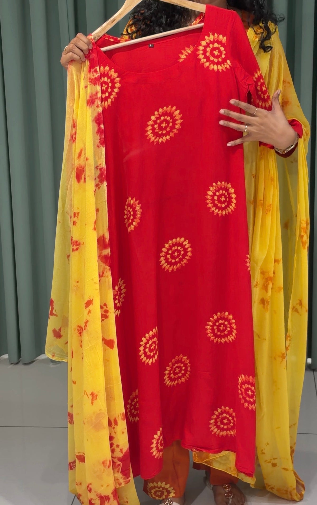 PRINTED RAYON TOP,BOTTOM AND DUPATTA - IHA 36004