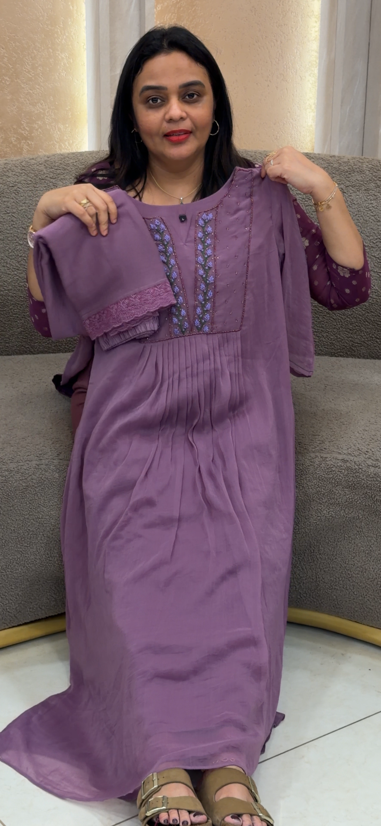 MUL CHIFFON TOP, BOTTOM AND DUPATTA  - IHA 33206