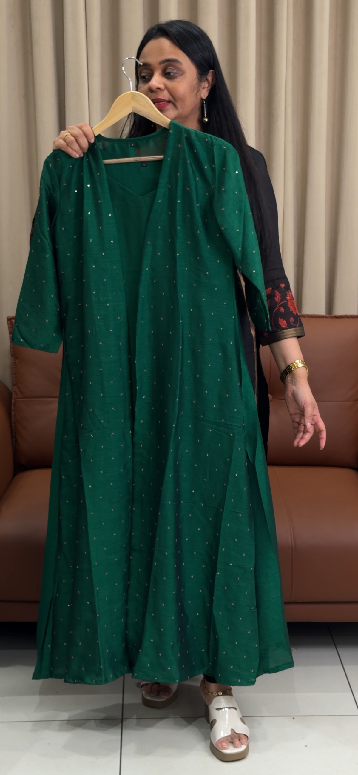 SEMI RAW SILK ALINE TOP AND JACKET - IHA 35455