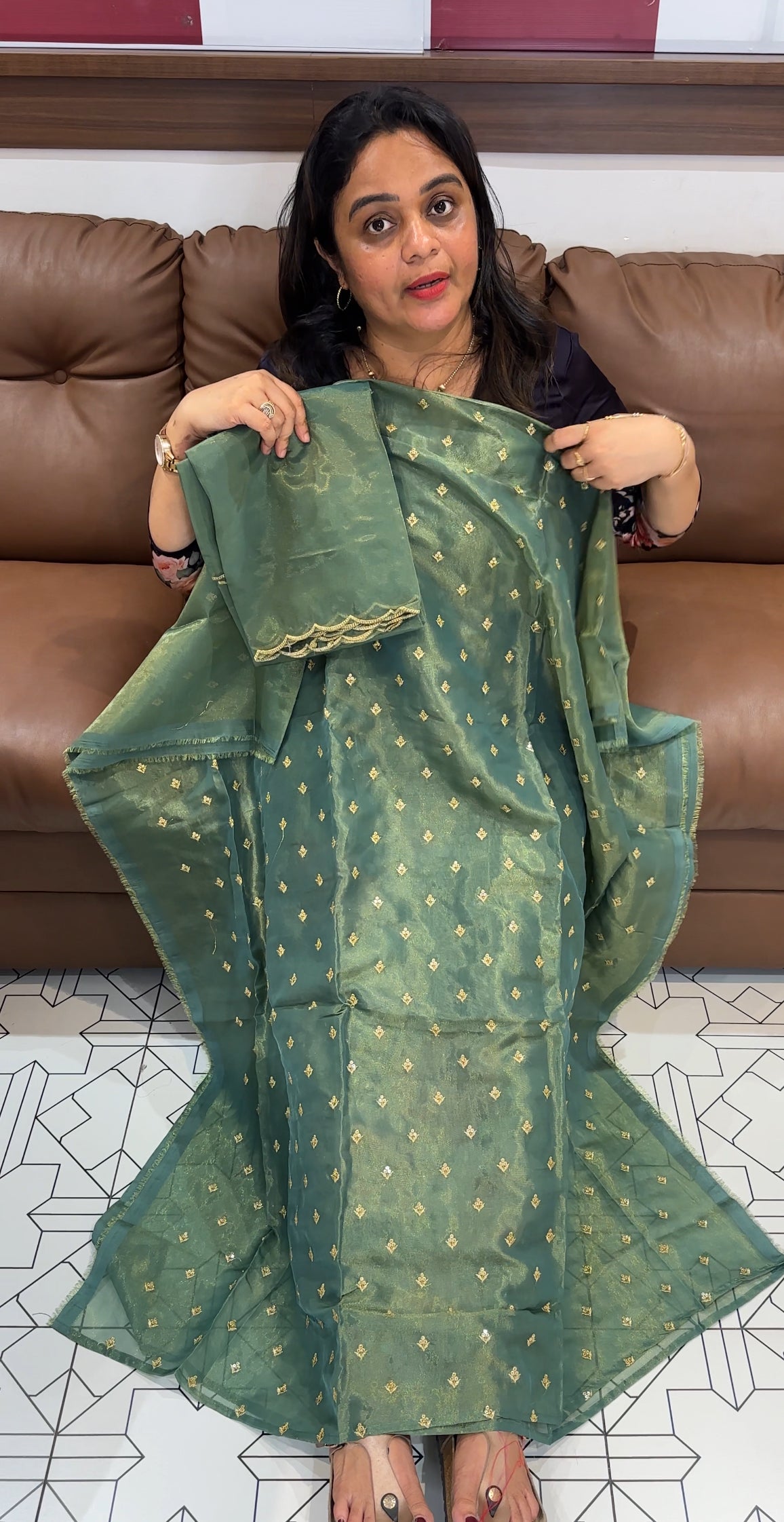 TISSUE UNSTITCHED SALWAR SUITS - IHA 26691