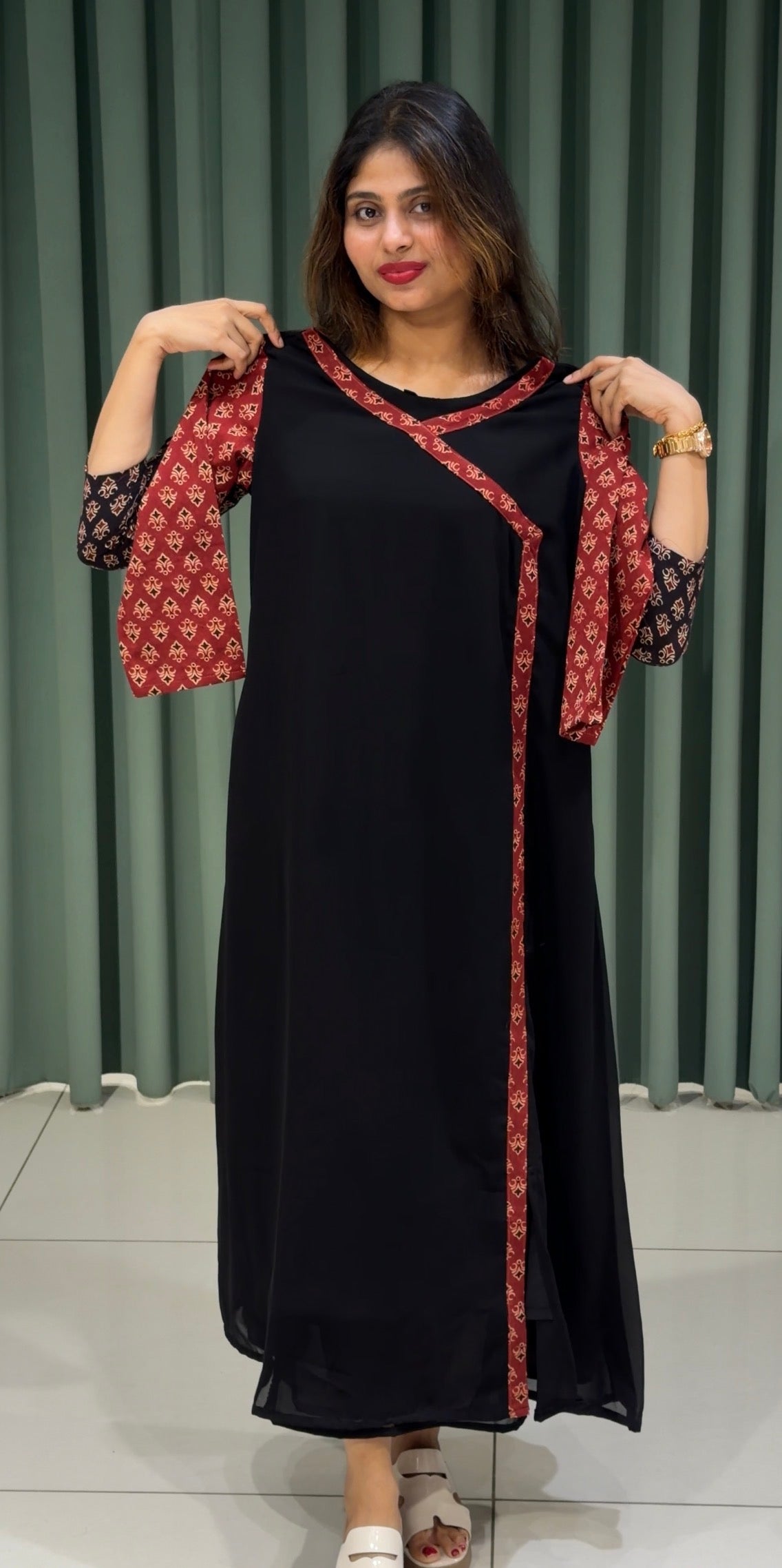 FAUX GEORGETTE ALINE TOPS - IHA 36017