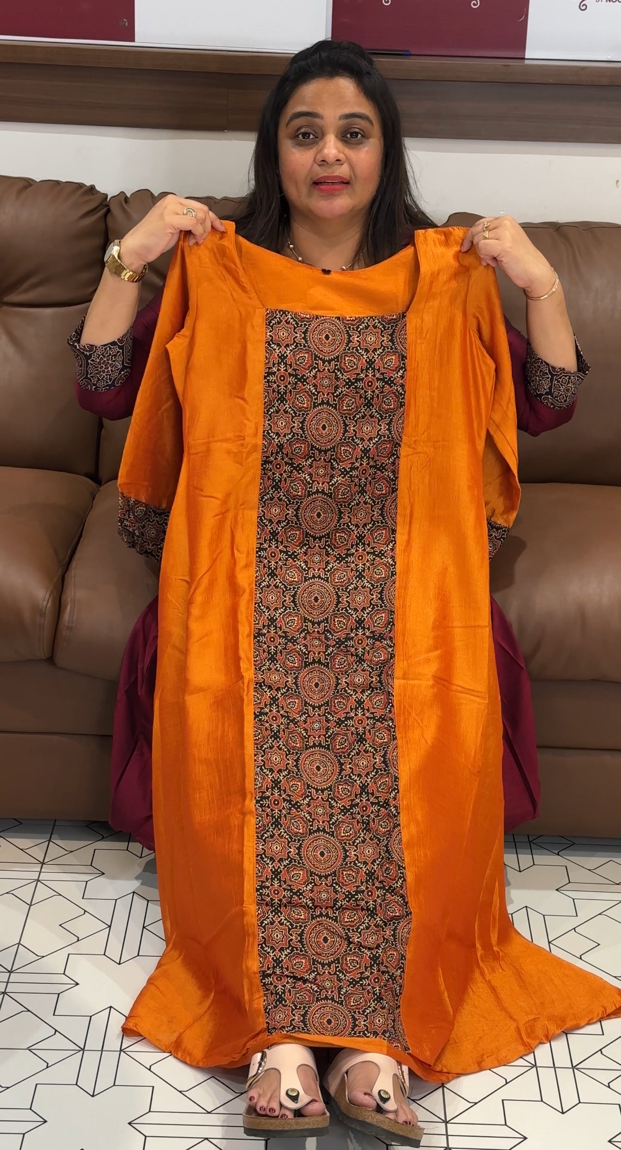 SEMI RAW SILK ALINE TOPS - IHA 27830