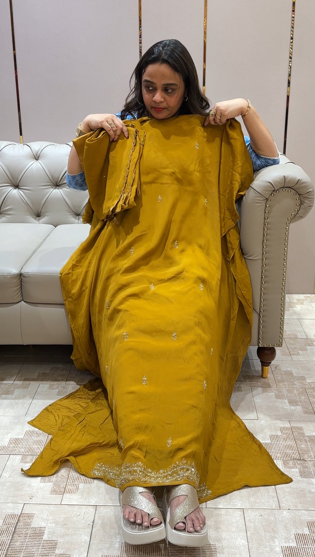 PLATINUM CHIFFON UNSTITCHED SALWAR SUITS - IHA 22566