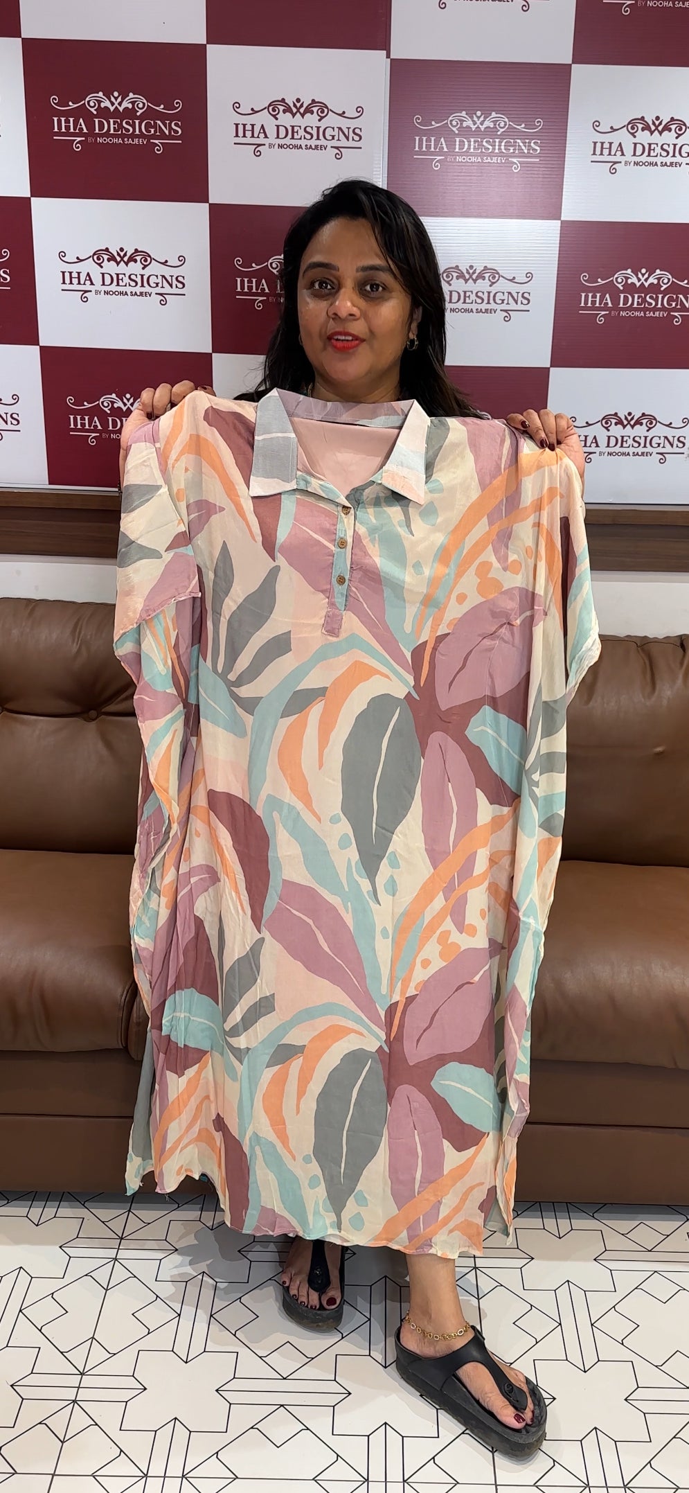 IHA'S IN-HOUSE PLATINUM CHIFFON KAFTAN TOPS - IHA 25470