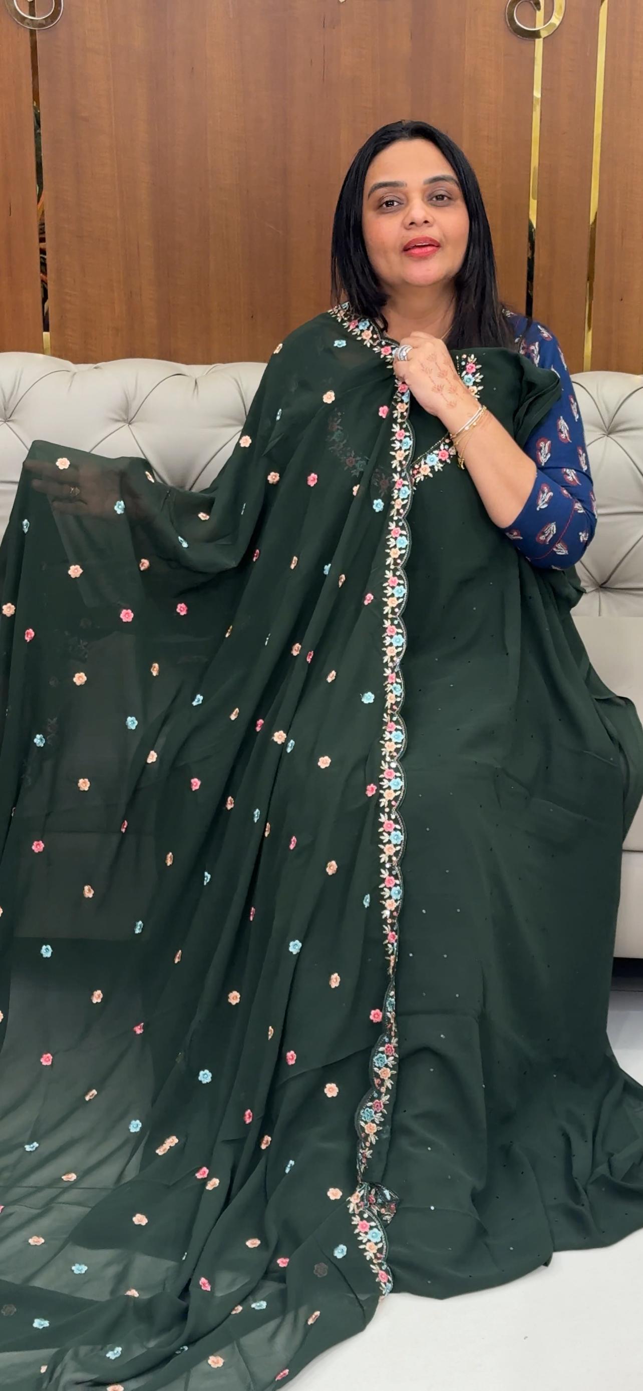 FAUX GEORGETTE UNSTITYCHED SALWAR SUITS - IHA 31956