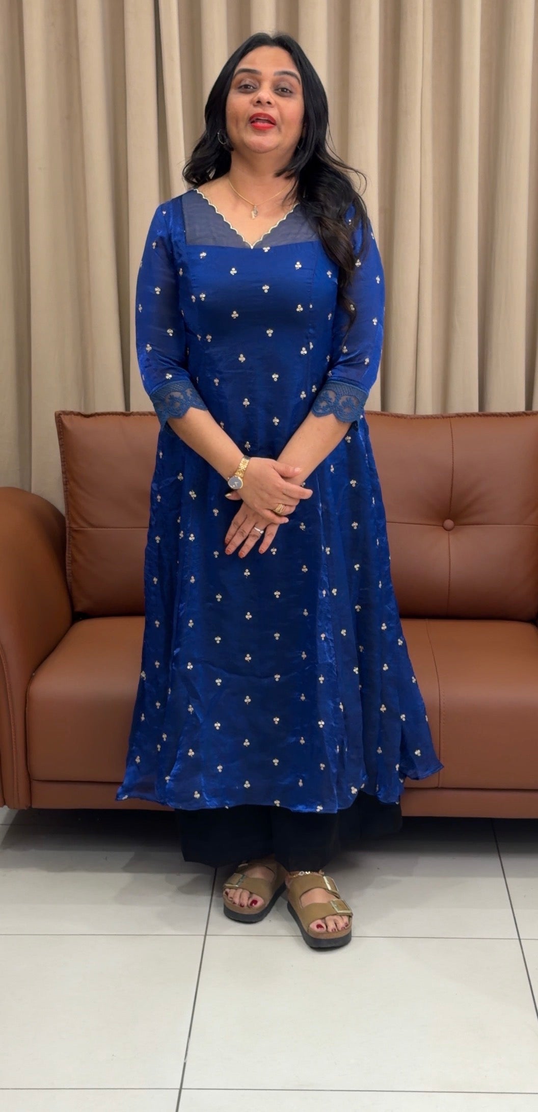 IHA'S IN-HOUSE VELVET ORGANZA ALINE TOPS - IHA 33337