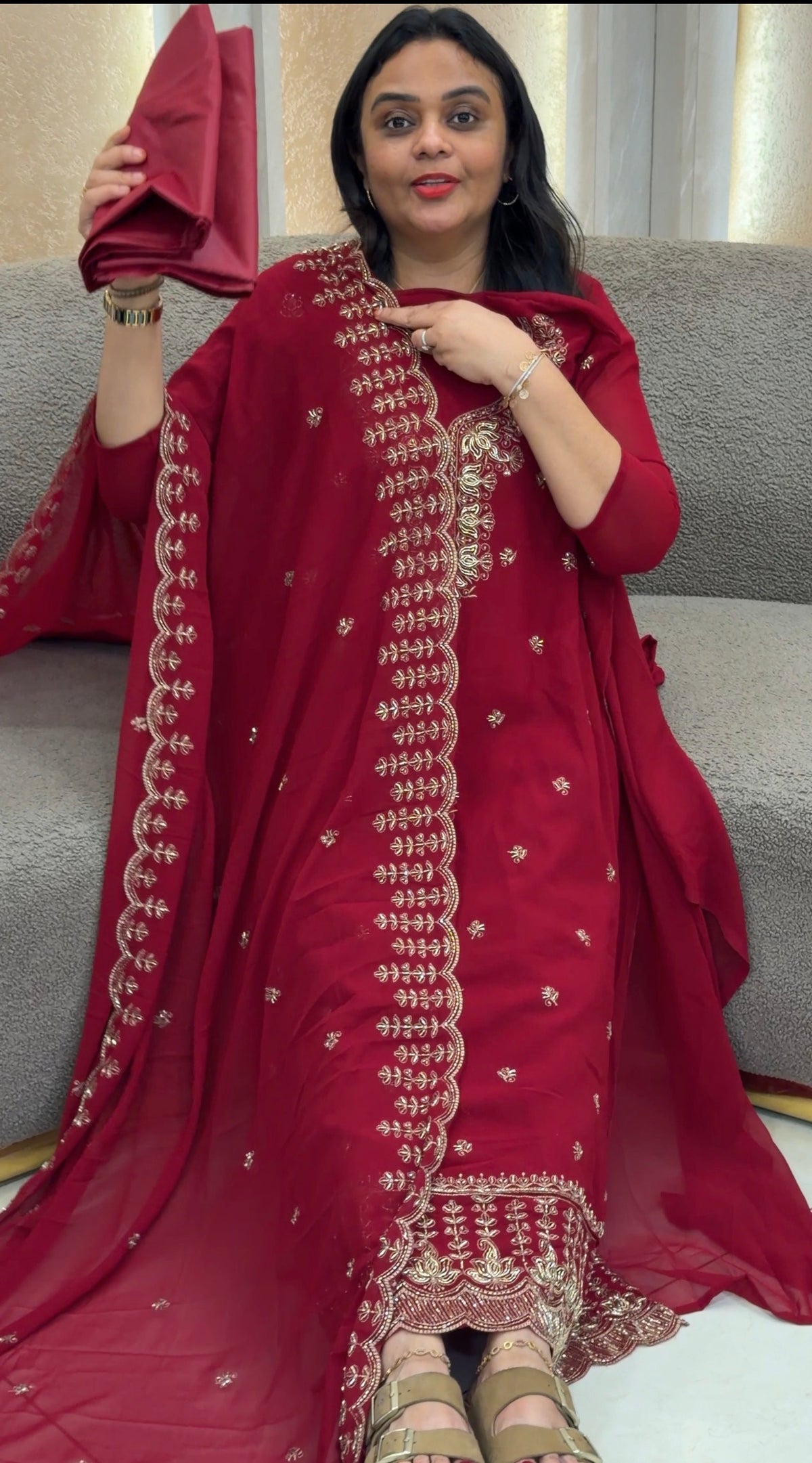 FAUX GEORGETTE UNSTITCHED SALWAR SUITS - IHA 35189