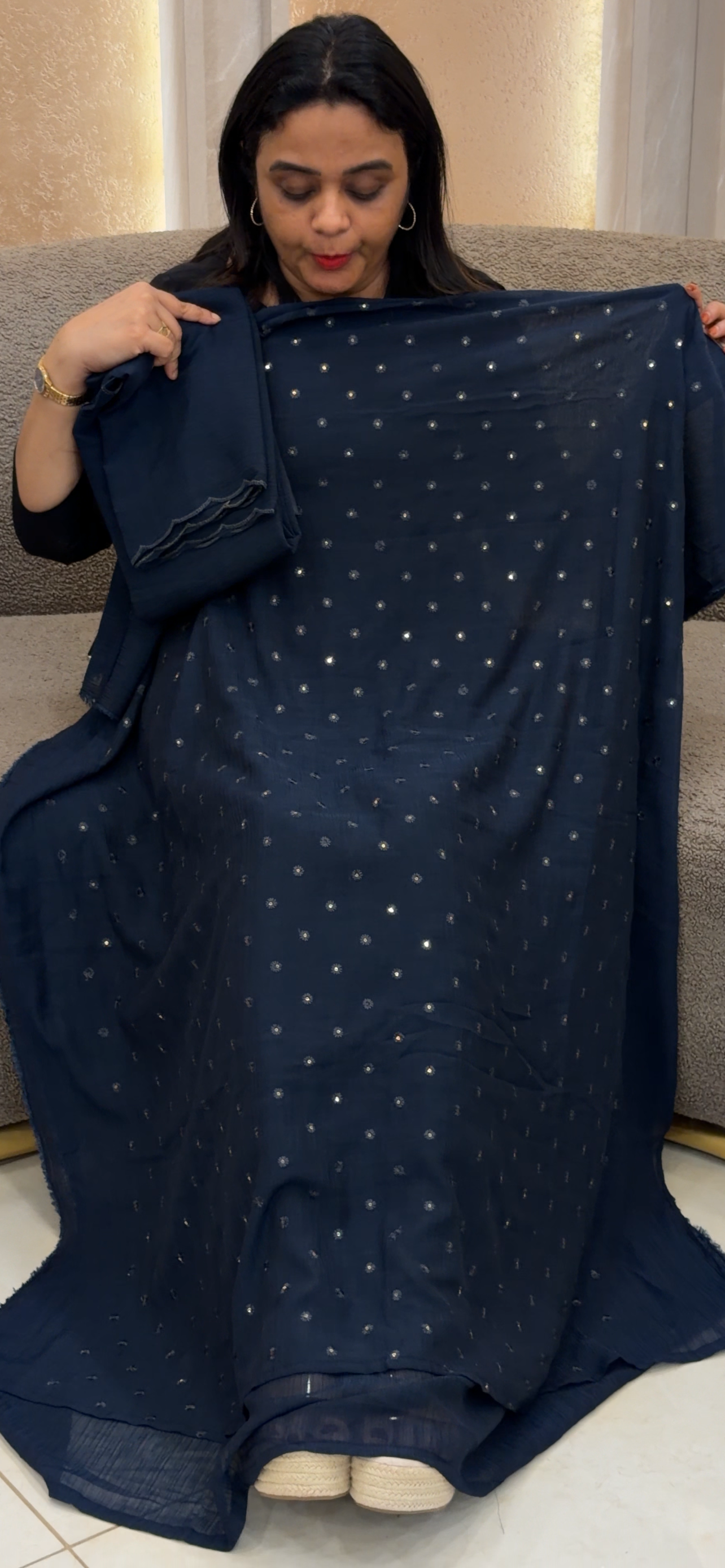 MUL CRUSHED UNSTITCHED SALWAR SUITS - IHA 33374
