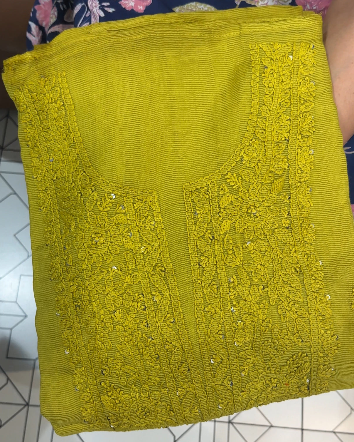 NET KOTA CHIKANKARI UNSTITCHED SALWAR SUITS - IHA 26550