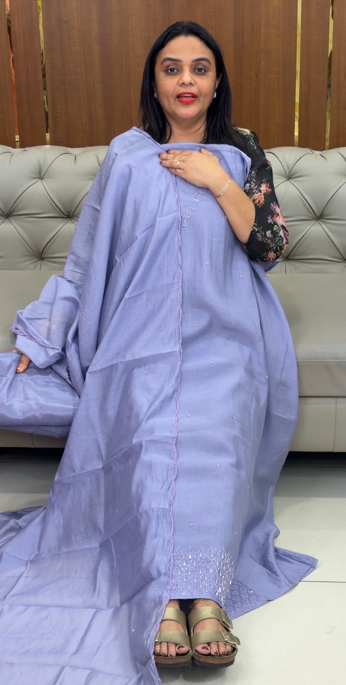 MUL CHANDERI UNSTITCHED SALWAR SUITS - IHA 32402