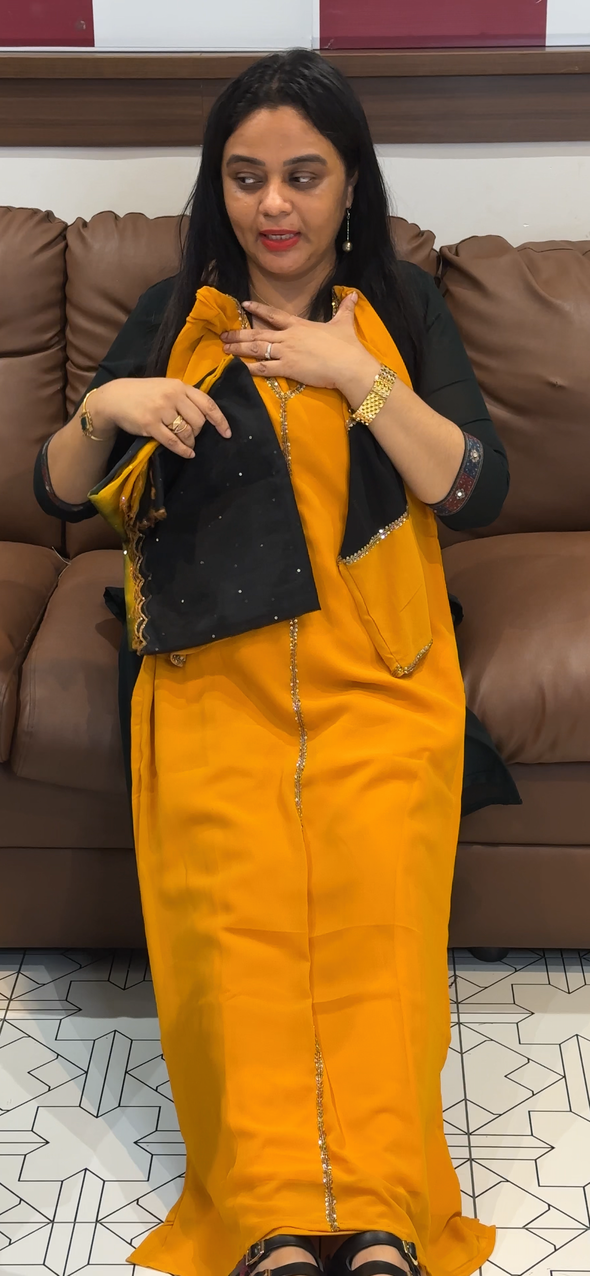 HANDWORKED TOP AND DUPATTA - IHA 35572