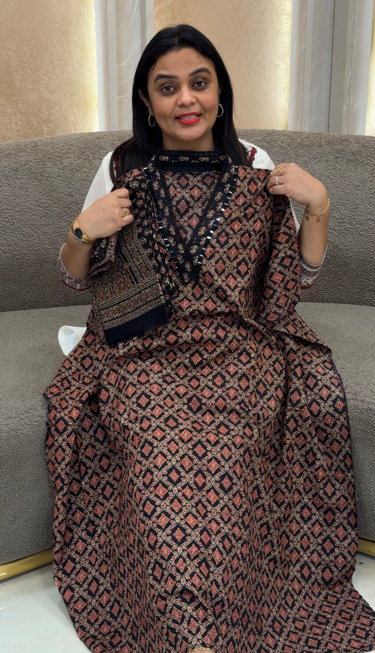 AJRAKH PRINTED UNSTITCHED SALWAR SUITS - IHA 32901