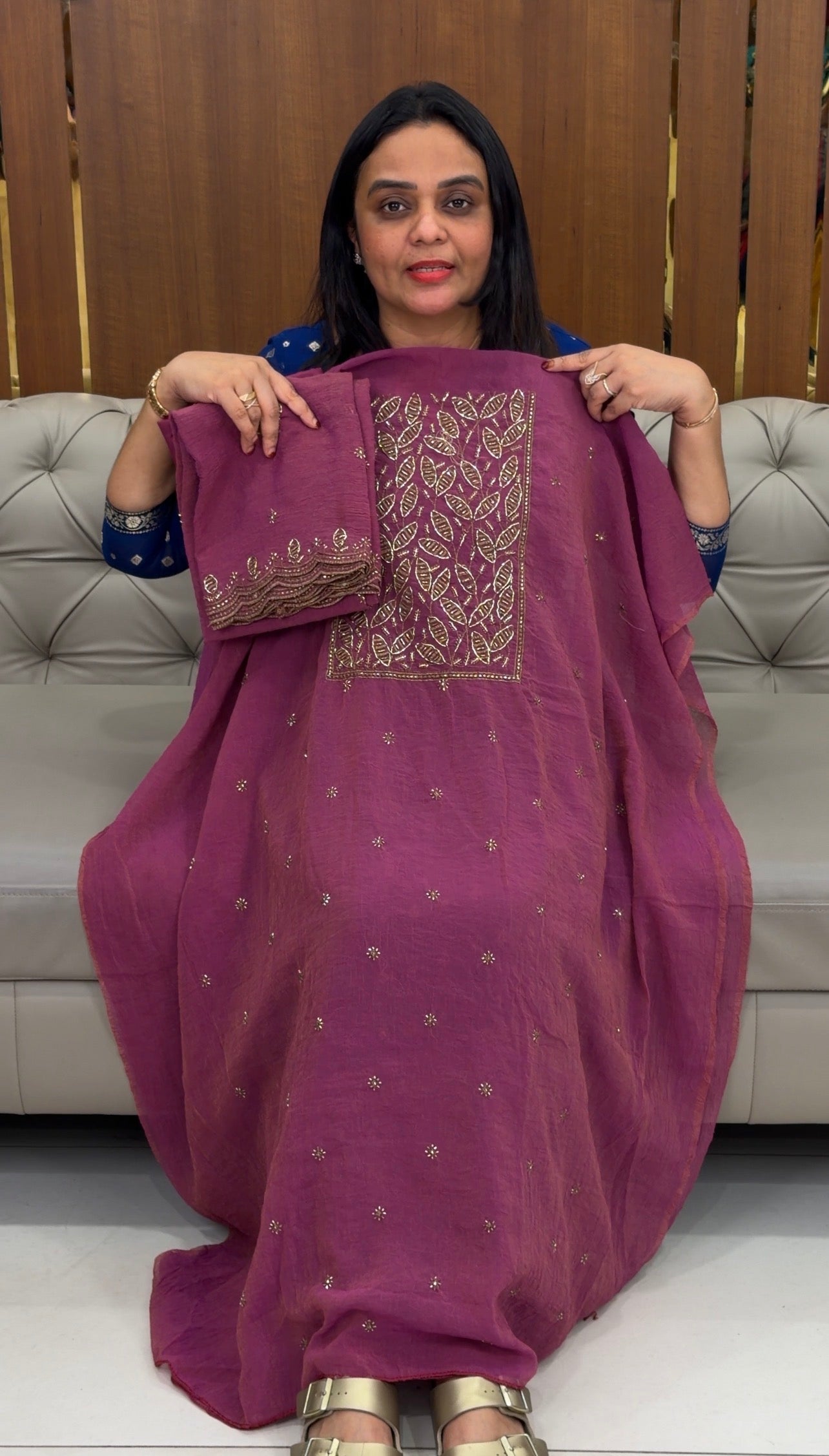 HANDWORKED UNSTITCHED SALWAR SUITS - IHA 32426