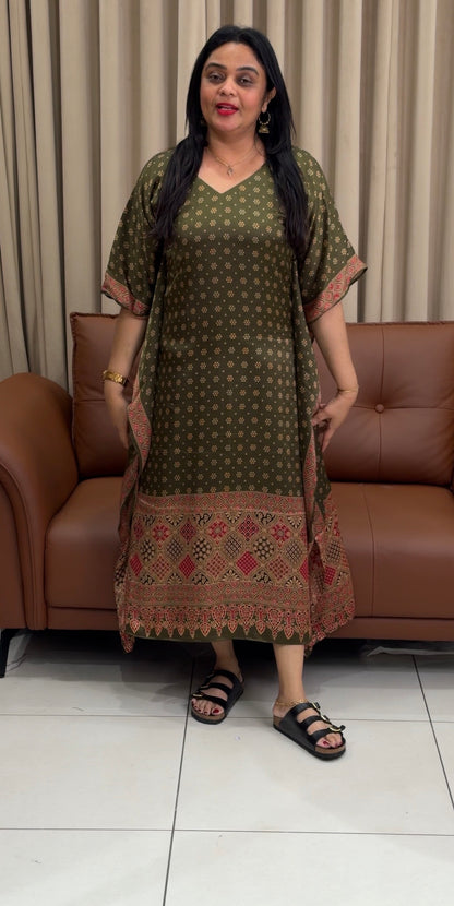 IHA'S IN-HOUSE AJRAKH PRINTED KAFTAN TOPS - IHA 33975