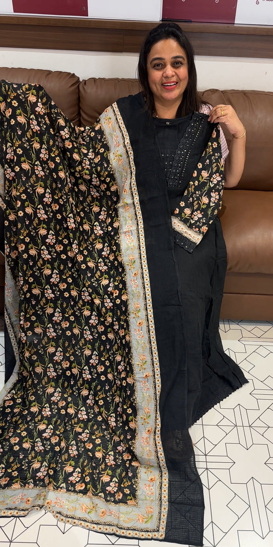 COTTON KOTA ANARKALI TOP,BOTTOM AND DUPATTA - IHA 27836