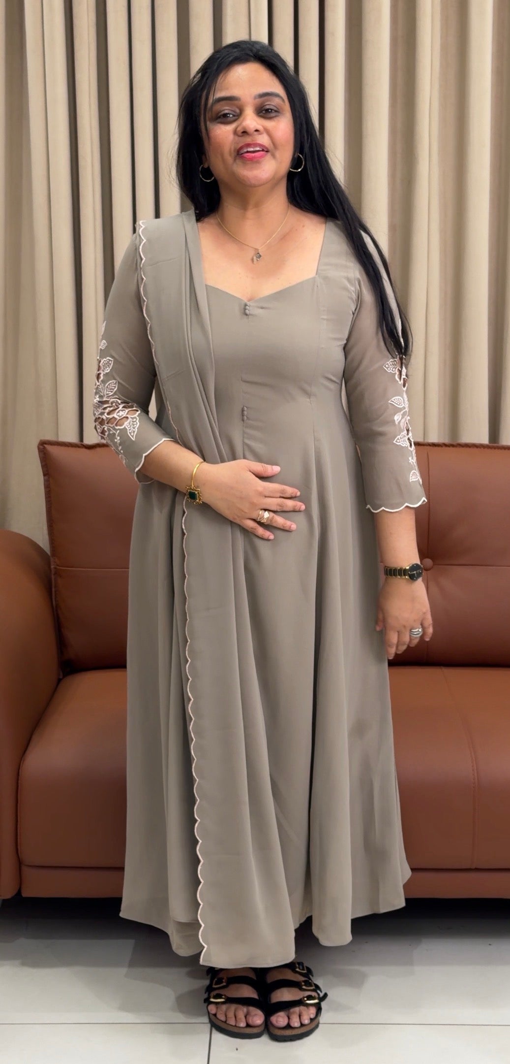 IHA'S IN-HOUSE GEORGETTE SLITTED TOP AND DUPATTA - IHA 34944