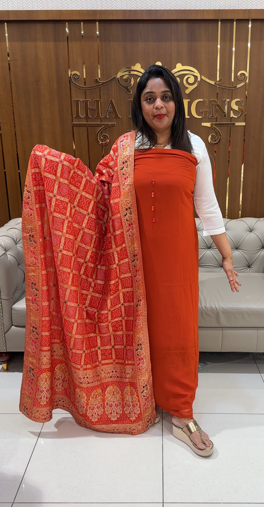 IN-HOUSE FAUX GEORGETTE UNSTITCHED SALWAR SUITS - IHA 24616