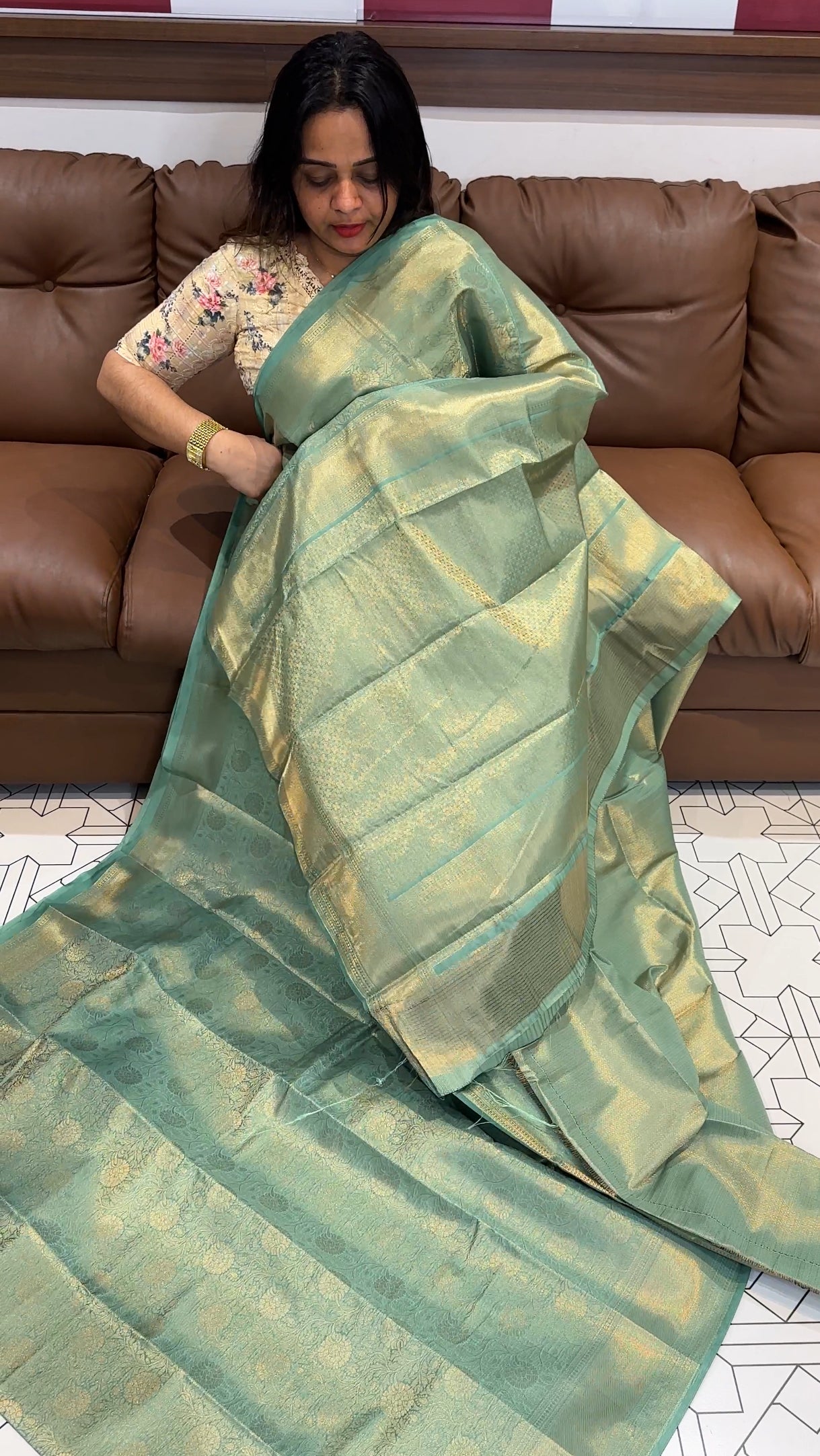 SEMI BROCADE SAREE - IHA 19981