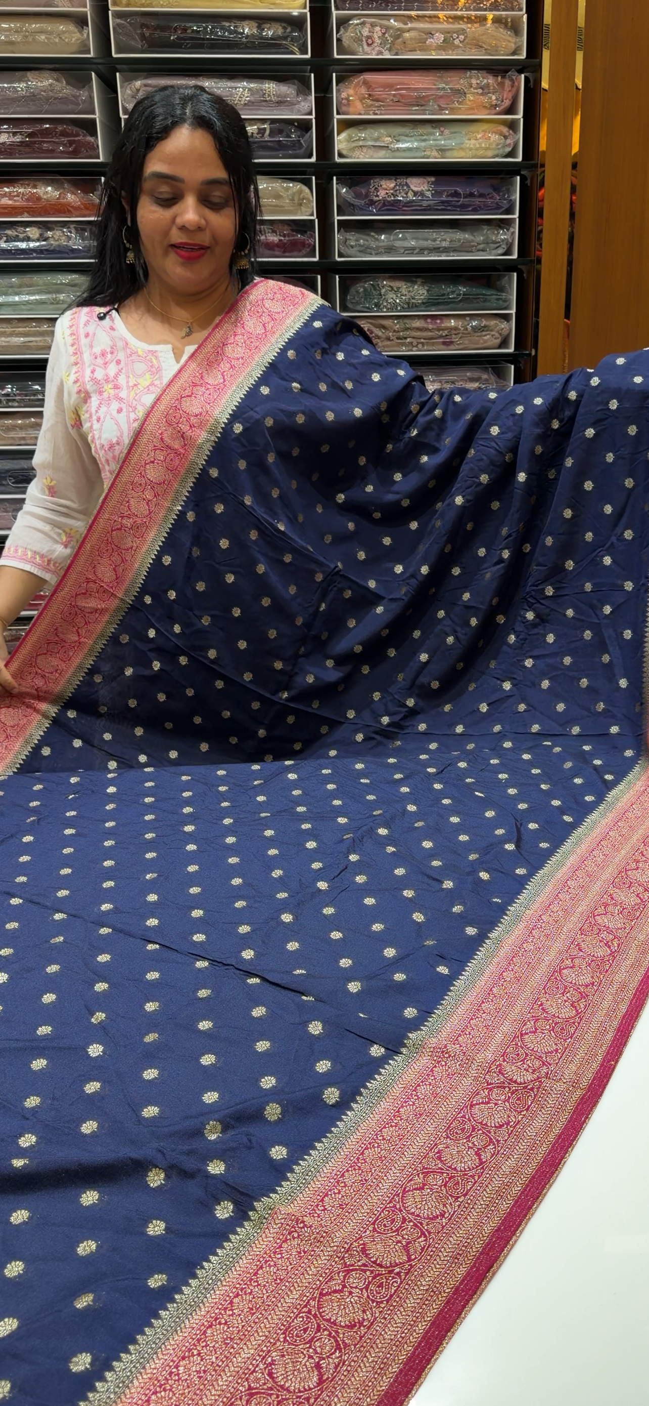 SEMI BANARASI SAREES - IHA 34535