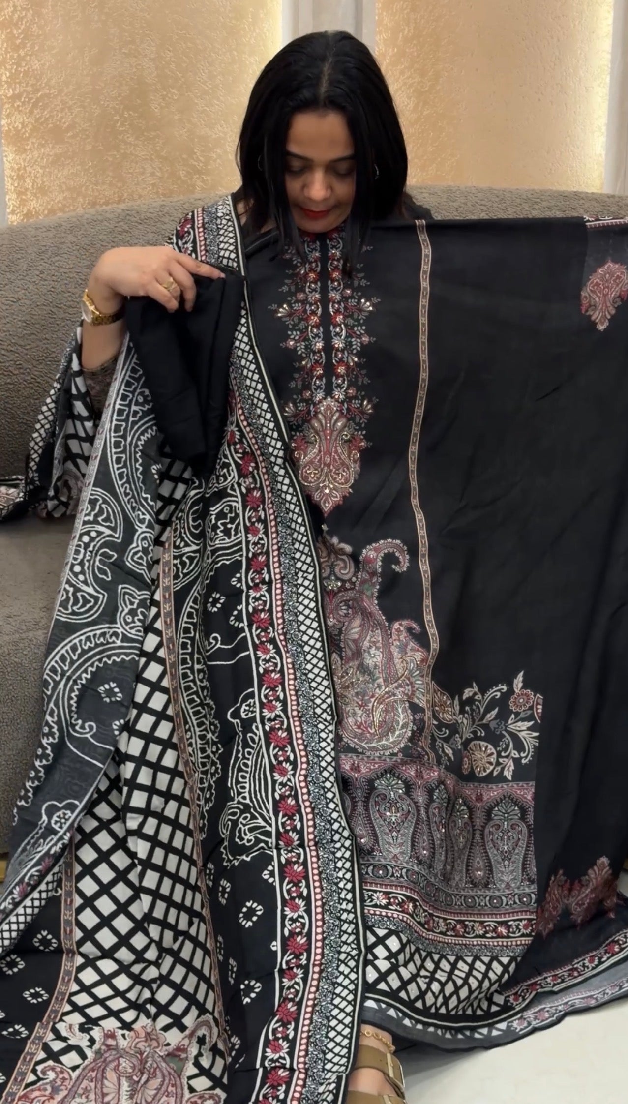 PRINTED MUL CHANDERI UNSTITCHED SALWAR SUITS - IHA 33213