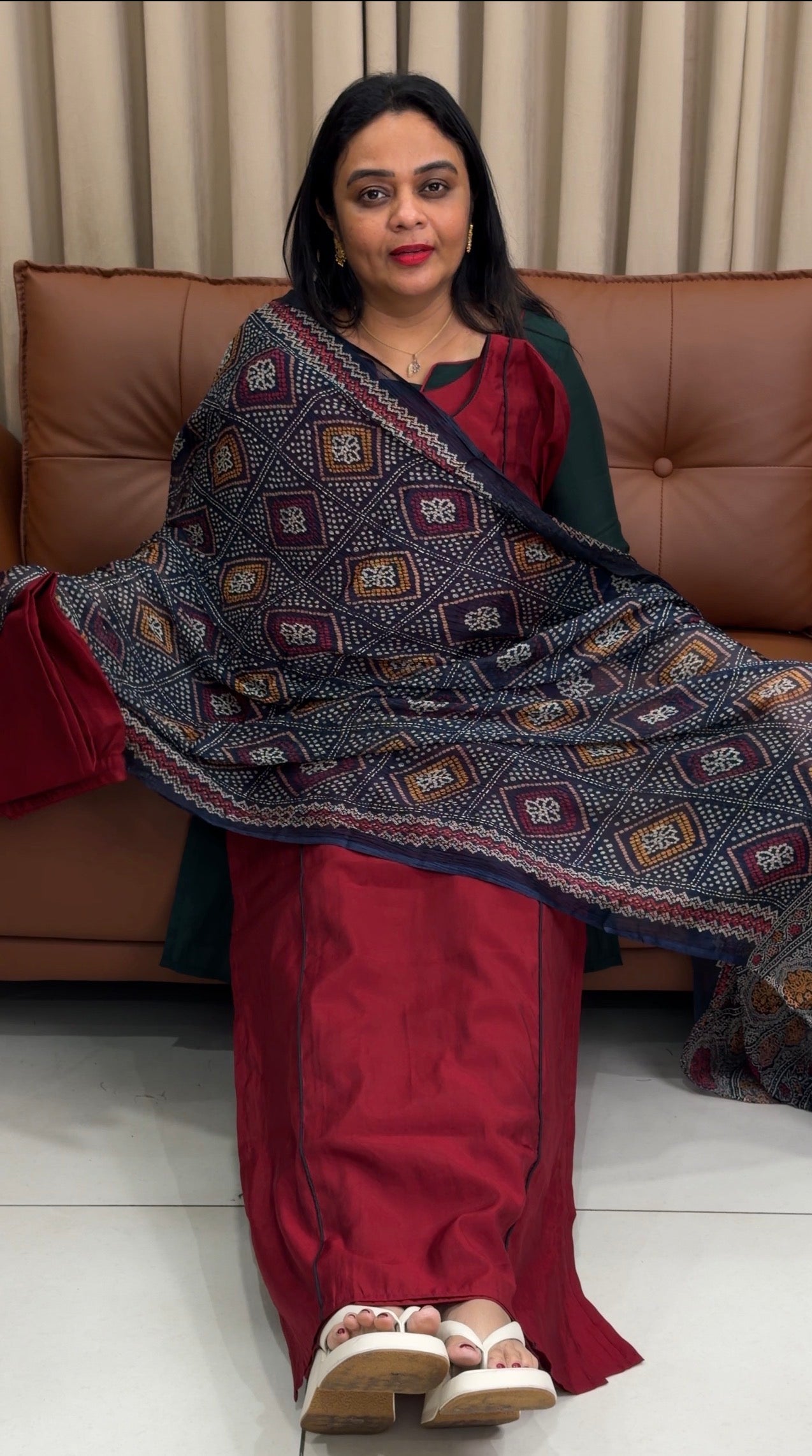 MUL CHANDERI TOP,BOTTOM AND DUPATTA - IHA 33820