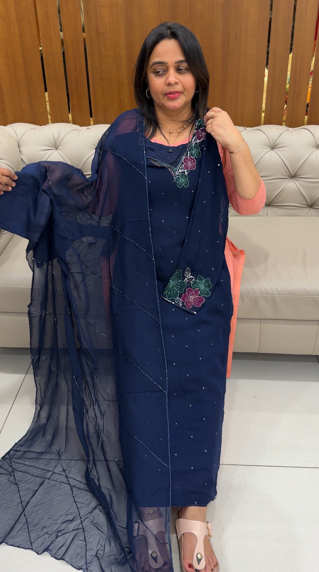 VISCOSE GEORGETTE TOP, BOTTOM AND DUPATTA  - IHA 27067