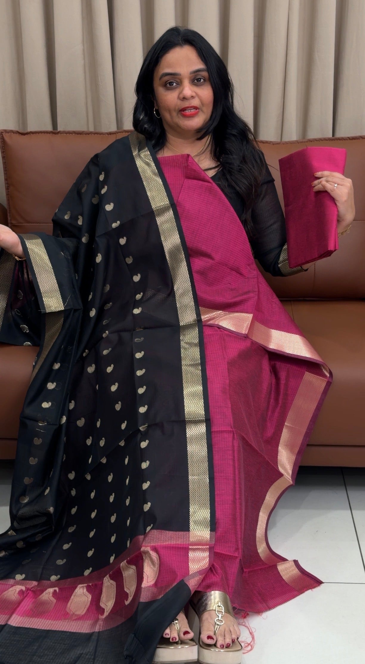 MUL CHANDERI UNSTITCHED SALWAR SUITS - IHA 33338