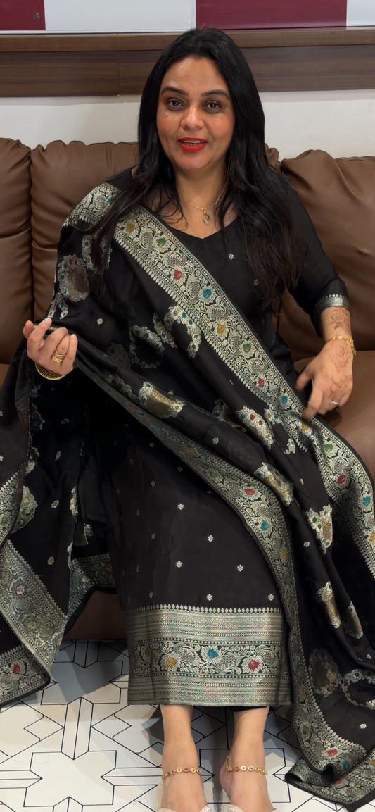 SILK BANARASI UNSTITCHED SALWAR SUITS -  IHA 33103