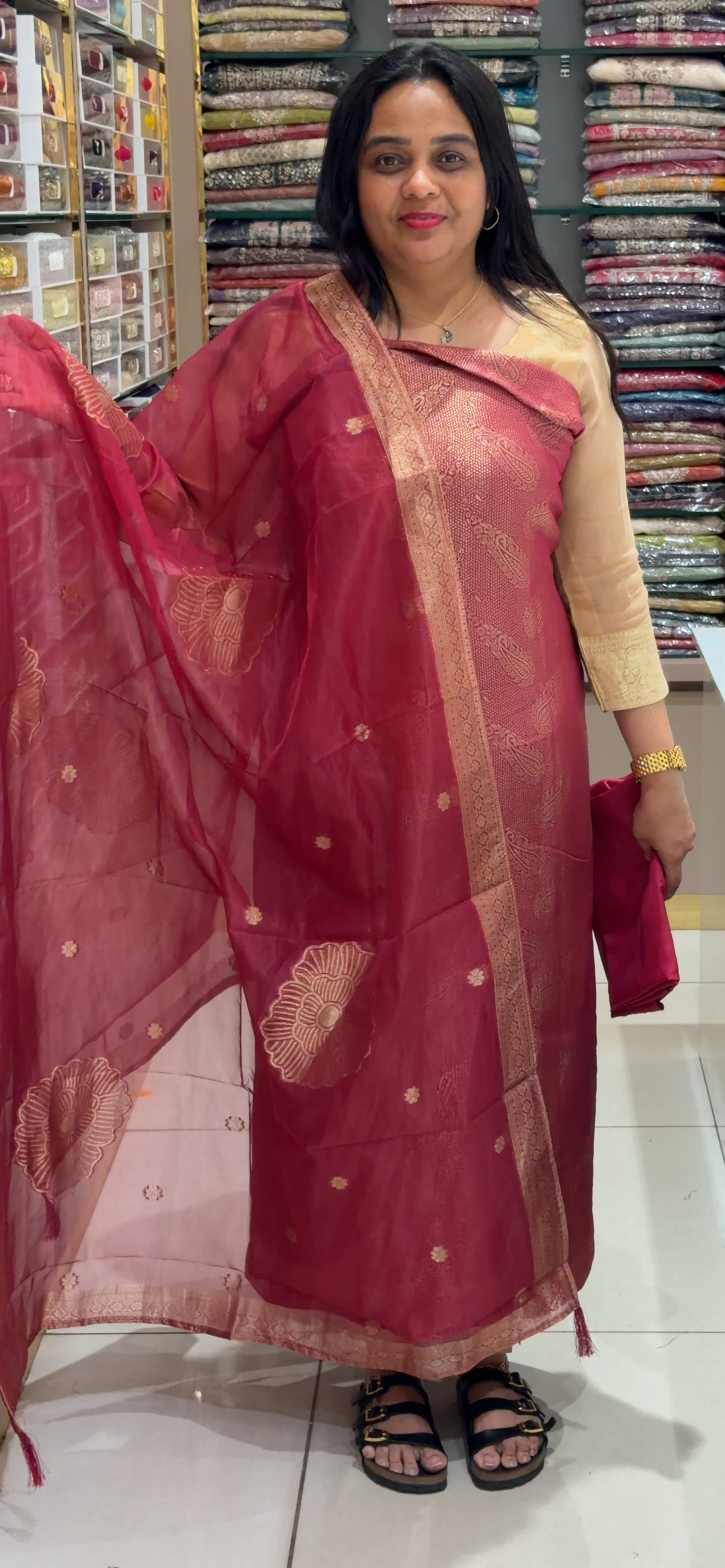 SILK UNSTITCHED SALWAR SUITS - IHA 35340