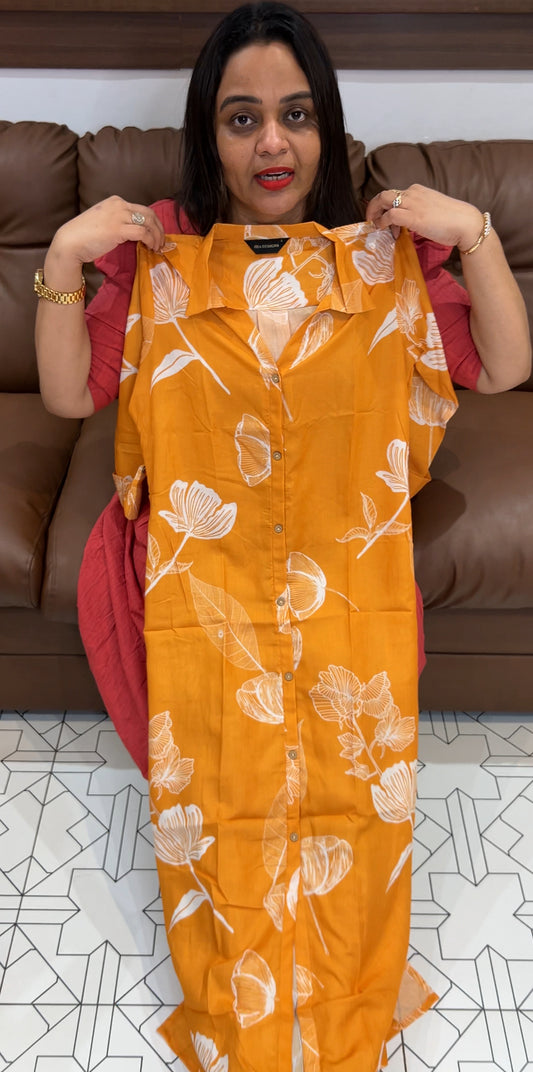 MUSLIN LONG SLITTED TOPS - IHA 22411
