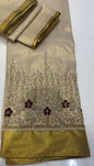 HAND WORKED KERALA TISSUE UNSTITCHED SALWAR SUITS - IHA 16206