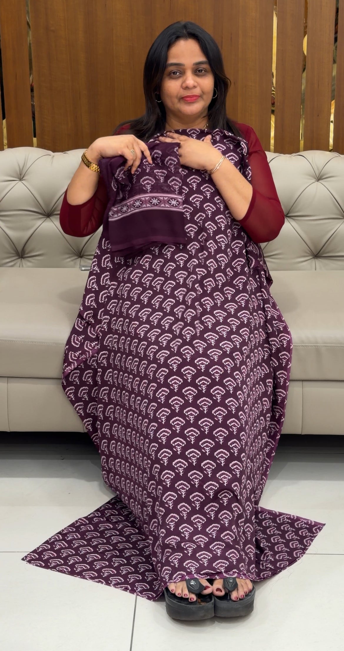 PRINTED CRAPE UNSTITCHED SALWAR SUITS - IHA 28755