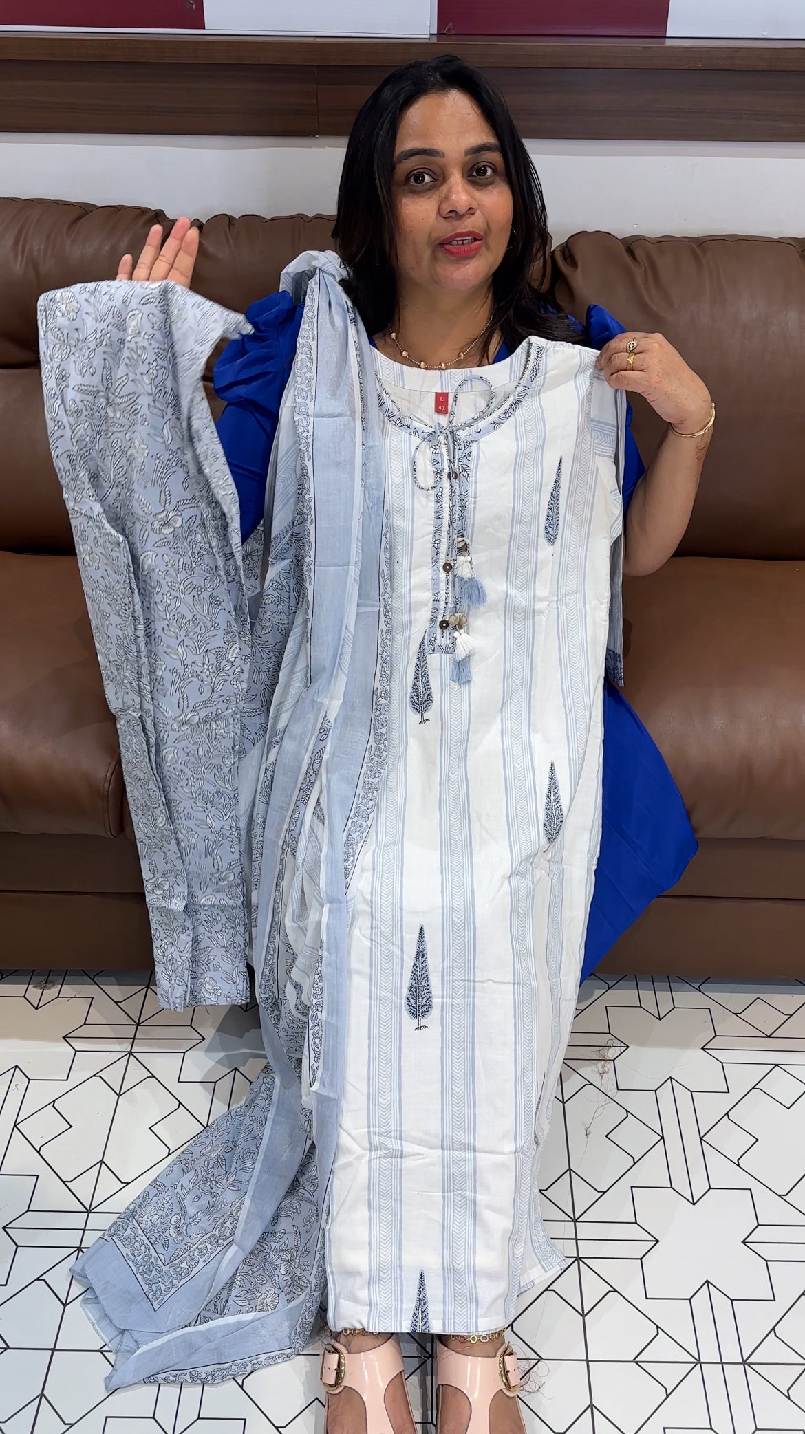 PRINTED COTTON TOP, BOTTOM AND DUPATTA - IHA 27711