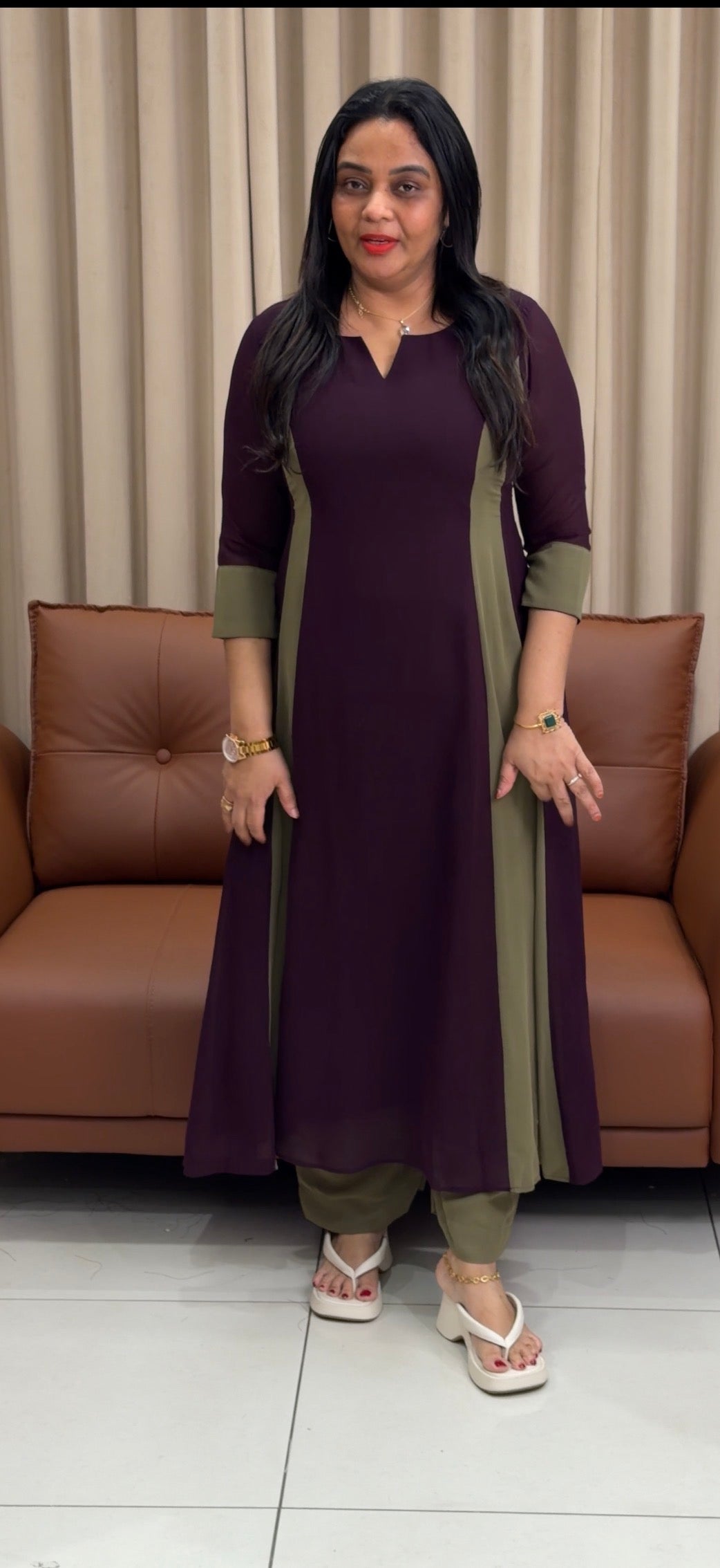 IHA'S IN-HOUSE GEORGETTE ALINE TOP AND BOTTOM - IHA 33593