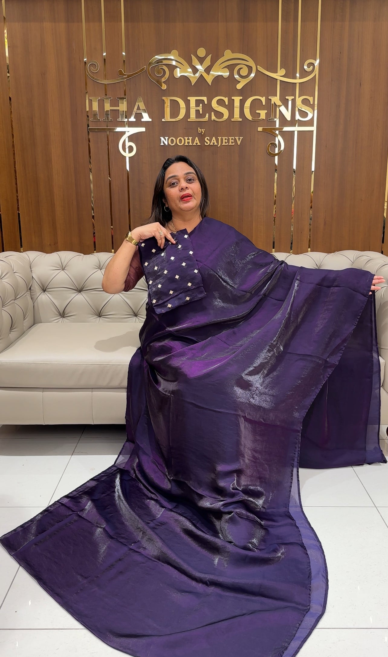 VELVET ORGANZA SAREES - IHA 26978