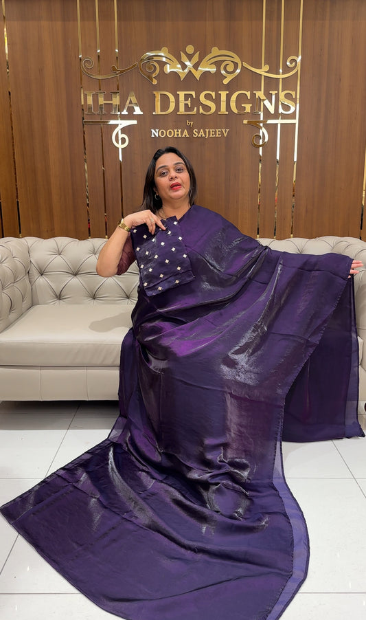 VELVET ORGANZA SAREES - IHA 25159