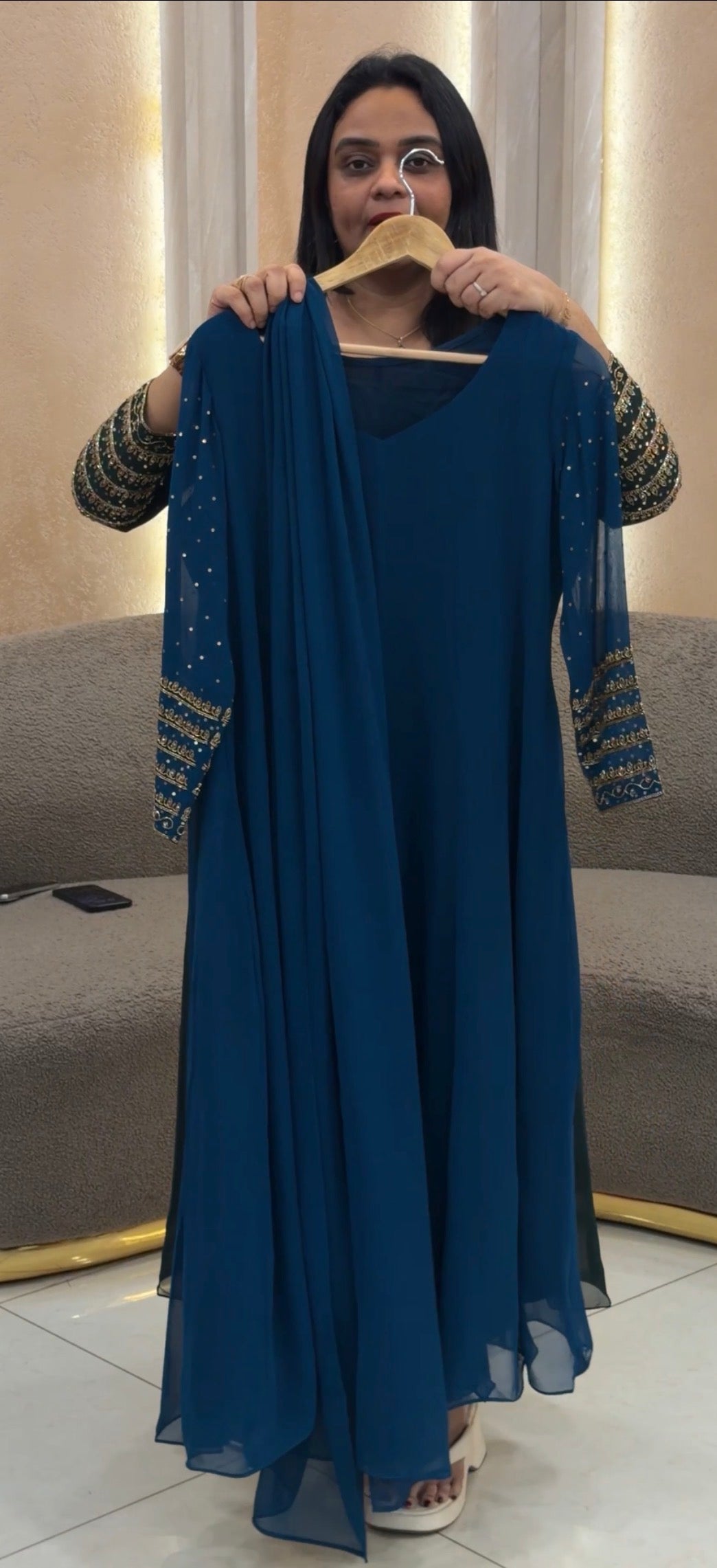 IHA'S IN-HOUSE HAND WORKED SLITTED TOP AND DUPATTA - IHA 33223