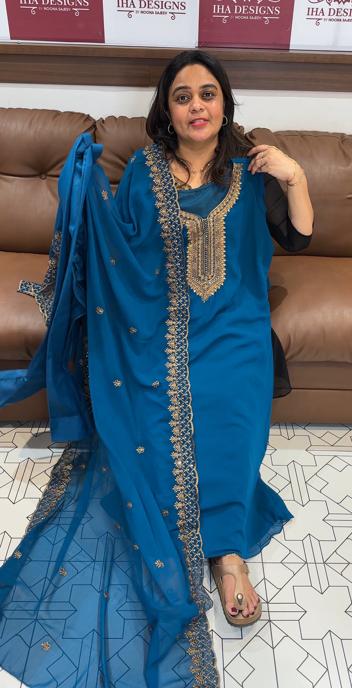 FORWARD GEORGETTE ALINE TOP ,BOTTOM AND DUPATTA - IHA 26593