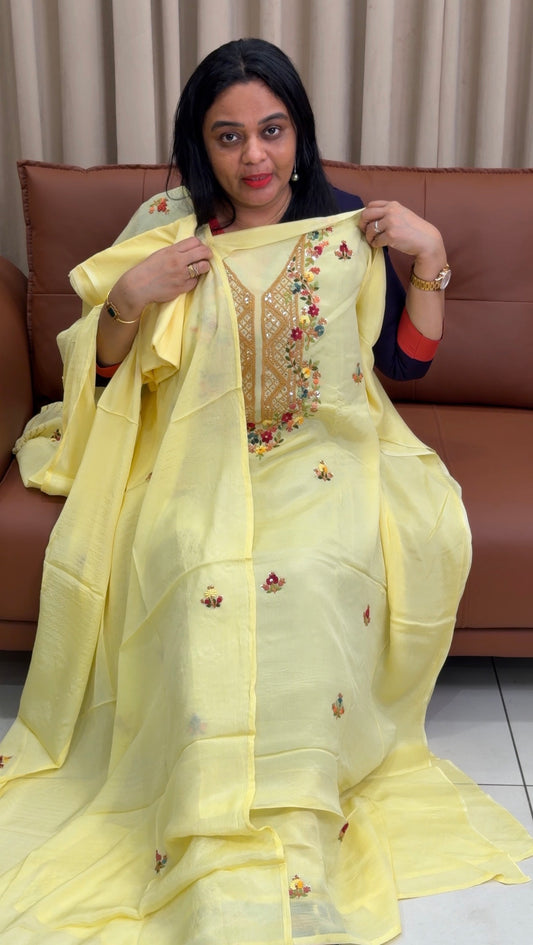 PLATINUM CHIFFON UNSTITCHED SALWAR SUITS - IHA 35399