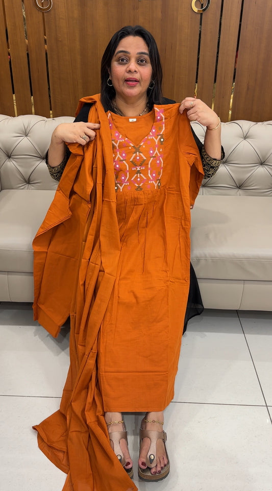 COTTON TOP, BOTTOM AND DUPATTA - IHA 27105
