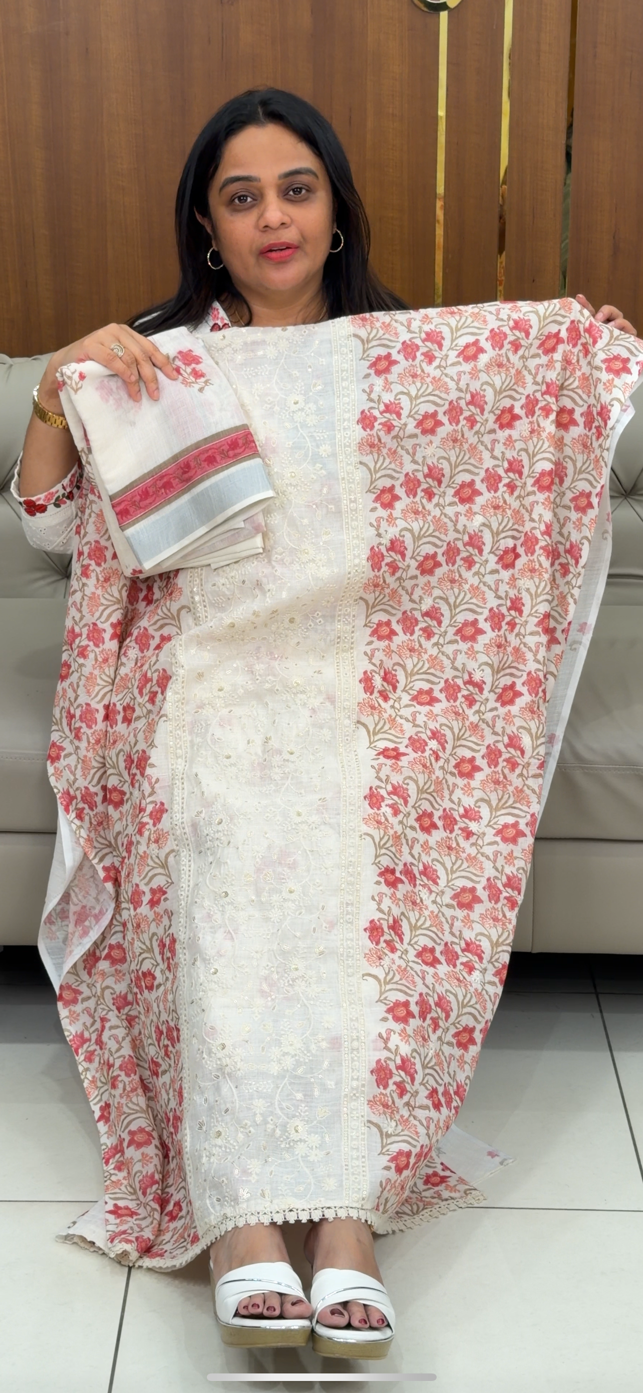 COTTON LINEN UNSTITCHED SALWAR SUITS - IHA 29365