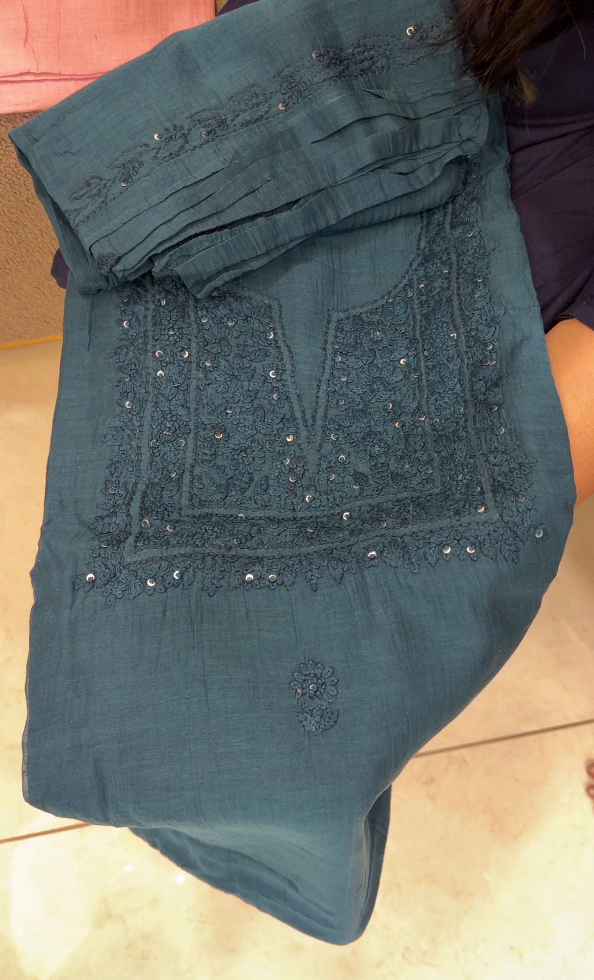 CHIKANKARI UNSTITCHED SALWAR SUIST - IHA 35864